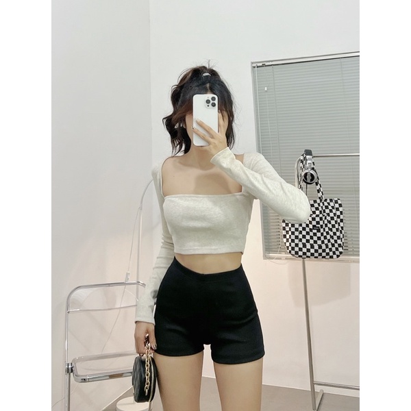 Basic Croptop▪ÁO CROPTOP KHOÉT NÁCH TAY DÀI