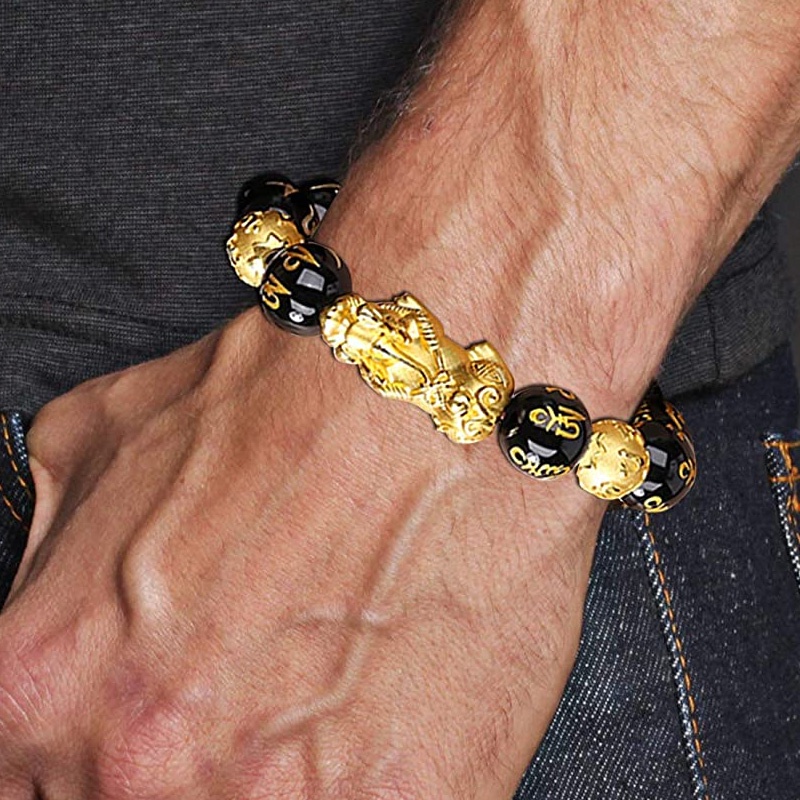 Vòng Đeo Tay Đá Obsidian May Mắn Phong Thủy Trung Hoa