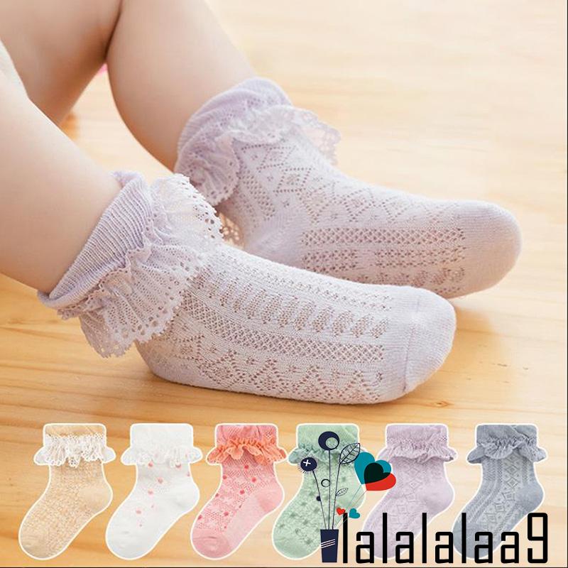 Tất Ống Ngắn Phối Lưới Thoáng Khí Thời Trang Cho Bé Gái 0-5 Tuổi