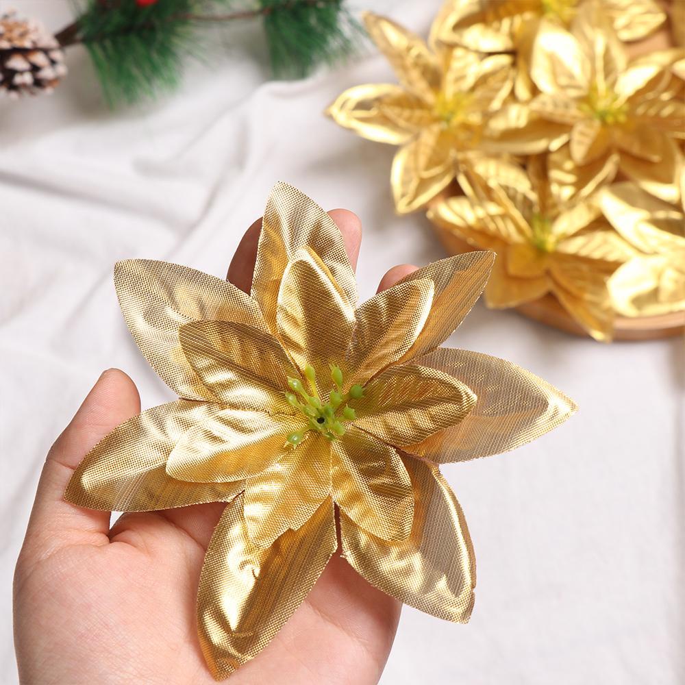 Set 10 Hoa Tuyến Nhân Tạo 14cm Trang Trí Giáng Sinh