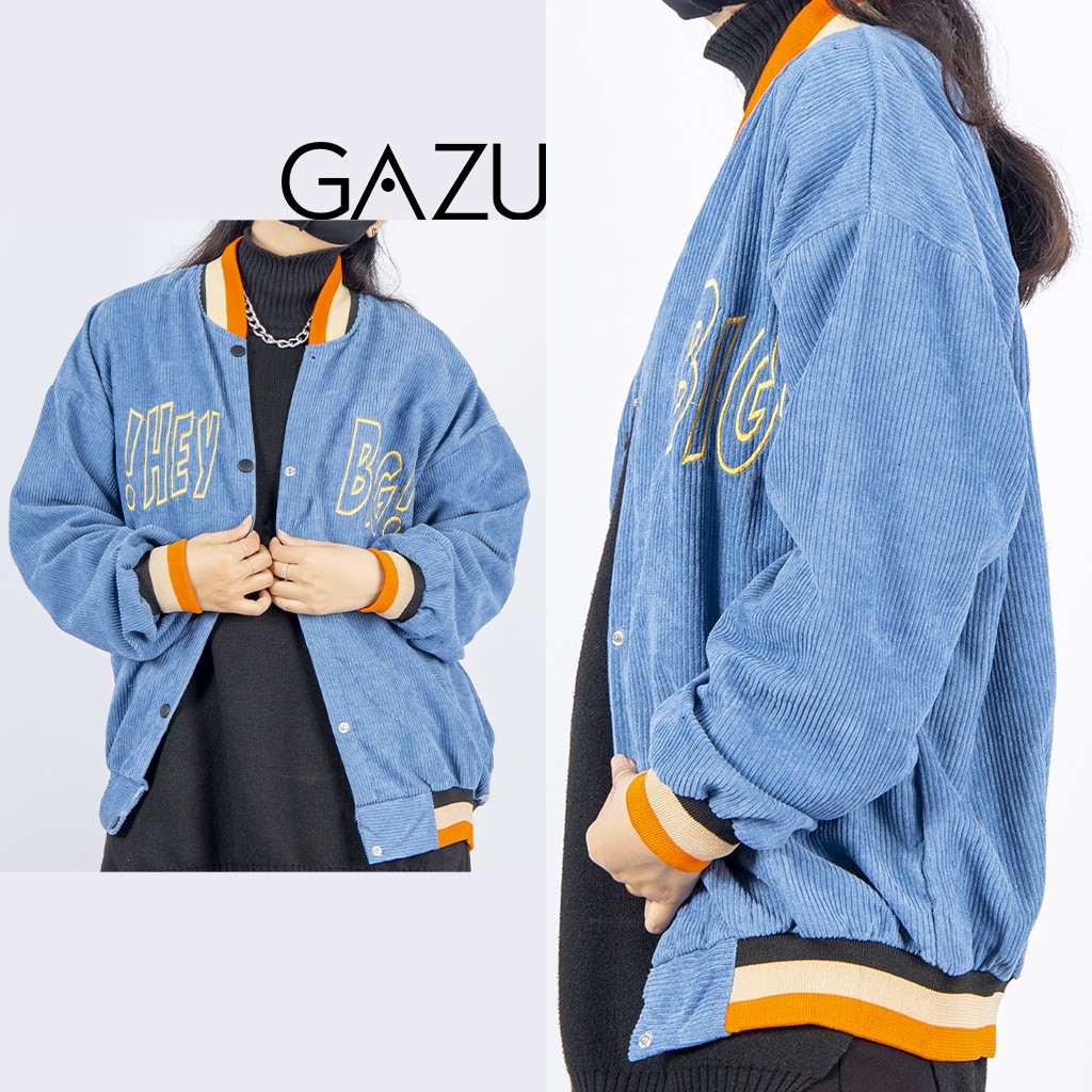 Áo khoác bomber unisex Gazu kaki áo form rộng chống nắng thời trang ulzzang-068