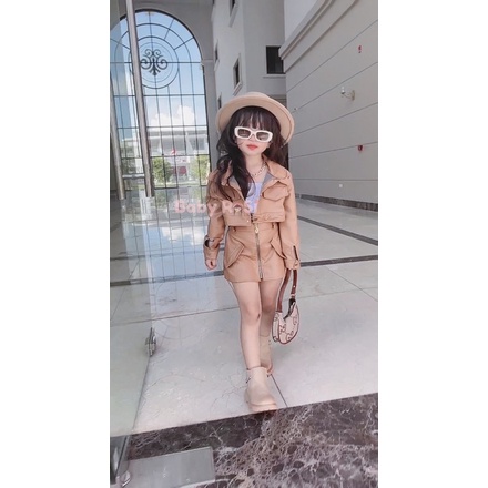 Áo khoác da croptop cho bé gái