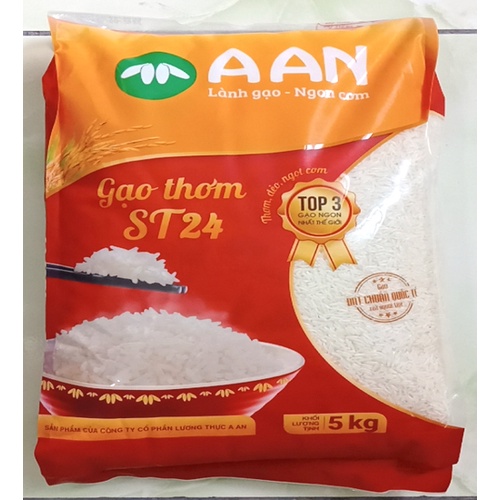 Gạo thơm A An ST24 túi 5kg- HSD LUÔN MỚI