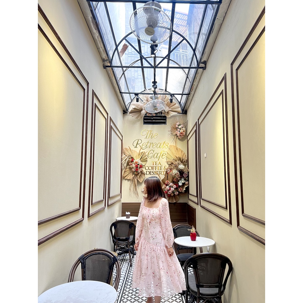 Sanrosie - Váy đầm dài xoè Olivia Dress vải voan hoa hồng pastel
