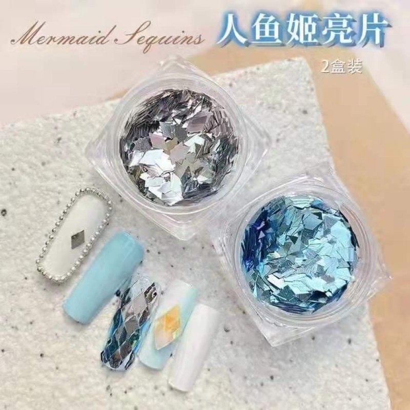 Set 2 hũ nhũ sequin hình thoi trang trí móng