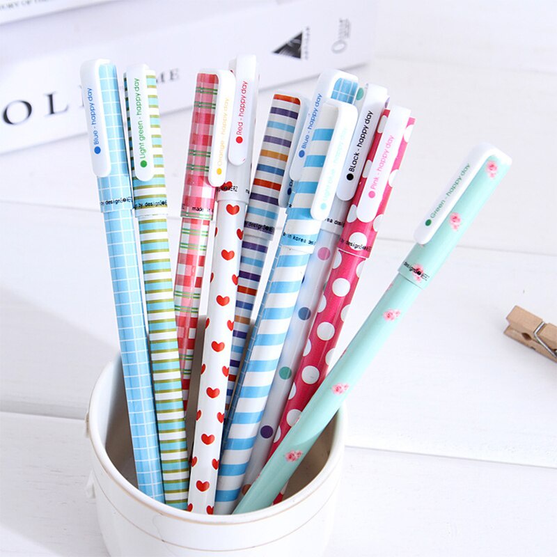 Set combo 10 multi colored gel Ink pens blue light dark green light purple pink orange black red Galaxy Colorful Cute