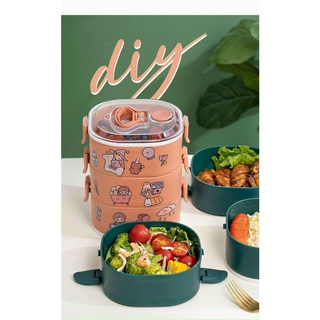 Cặp lồng đựng cơm lúa mạch 3 tầng ruột inox