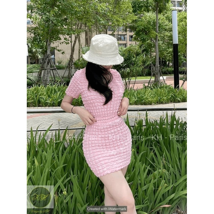 Sét Bộ 2 Món Áo Croptop Kết Hợp Chân Váy Ngắn Chất Xốp Đẹp Mặc Mát Dáng Xinh [NEW UNISEX]