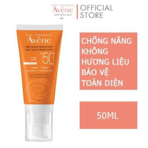 [MẪU MỚI 2021] Kem chống nắng Avene Protection SPF50+ Fragrance Free không hương liệu cho da khô nhạy cảm 50 ml