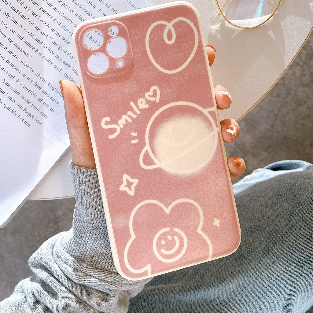 Ốp Lưng Silicon Màu Bảo Vệ Camera  Flower Smile - E086