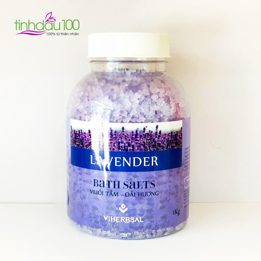 Muối tắm ngâm bồn oải hương lavender Viherbsal tẩy tế bào chết cho da mềm mại hũ 1kg Tinh Dầu 100 Shop