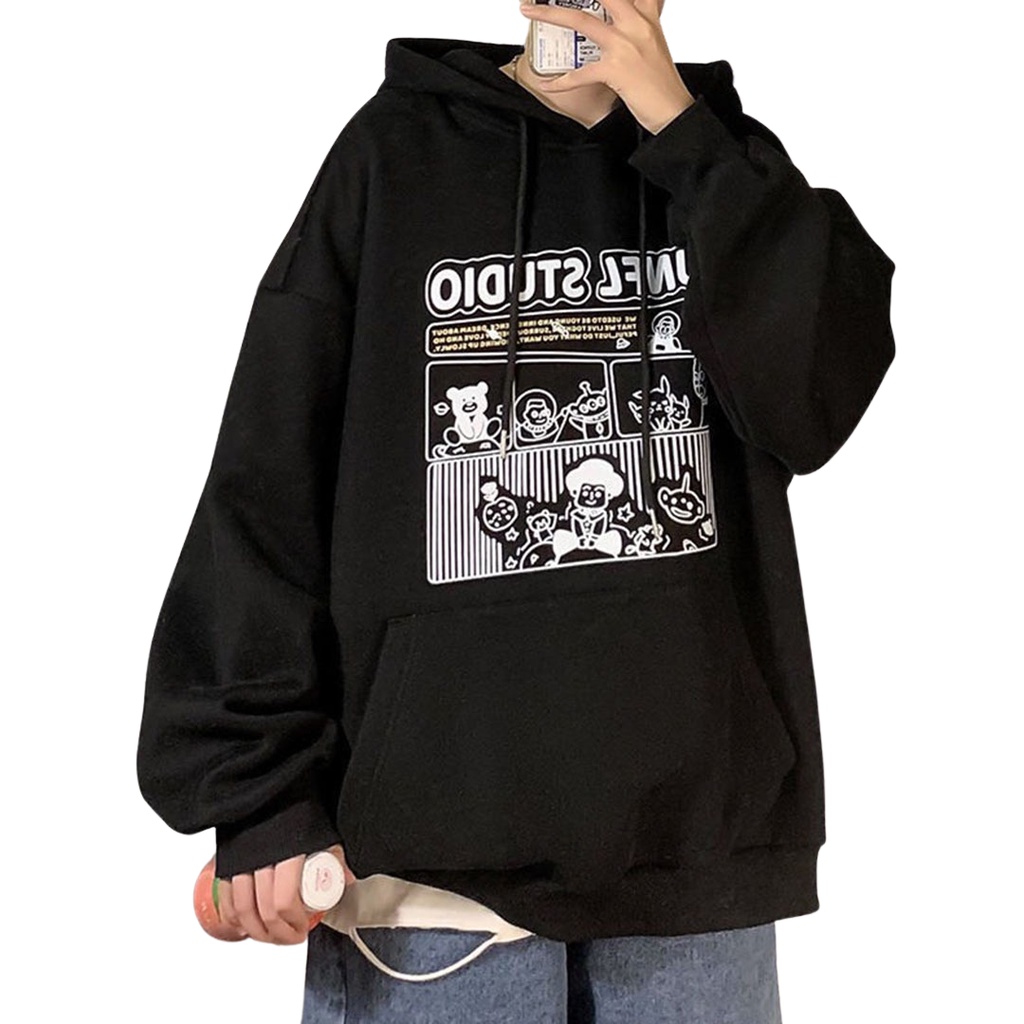 ❤️ HÓT ❤️ Áo HOODIE Nữ Nam Túi Trước Dài Tay Cổ Tròn Form Rộng Chất Nỉ Dày có nón to in hình mới