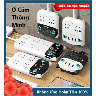 (Phích 2 chấu TCVN) Ổ Cắm Điện Thông Minh Hình Chú Mèo Đa Tính Năng Chống Giật Điện Hàng Siêu Cao Cấp