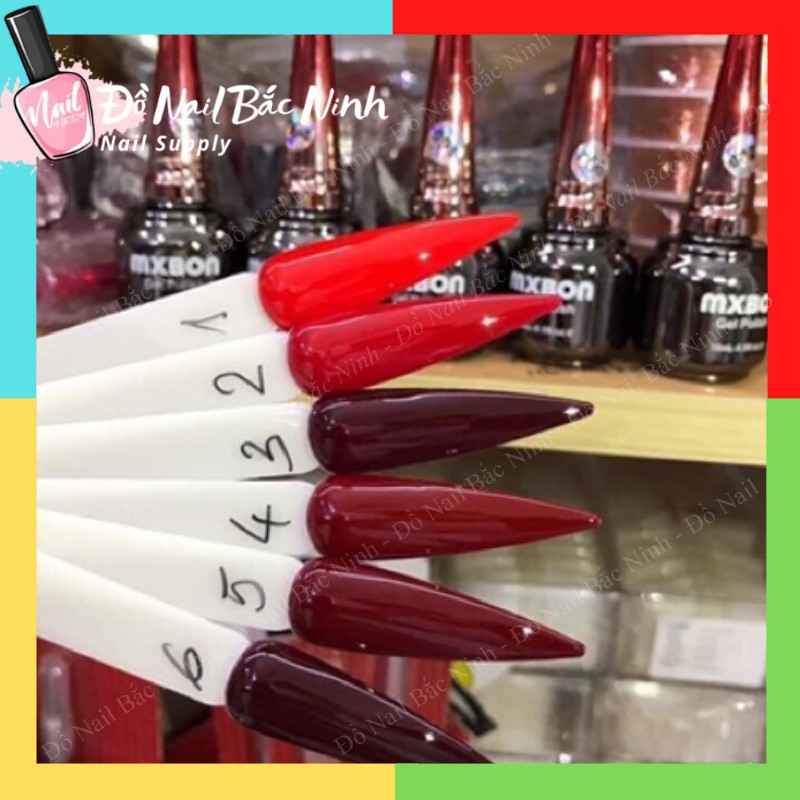 Sơn Gel Đỏ Mxbon Chai 15ml Hàng Chuẩn Lên Màu Chỉ Một Nước Sơn Bán Lẻ Chai