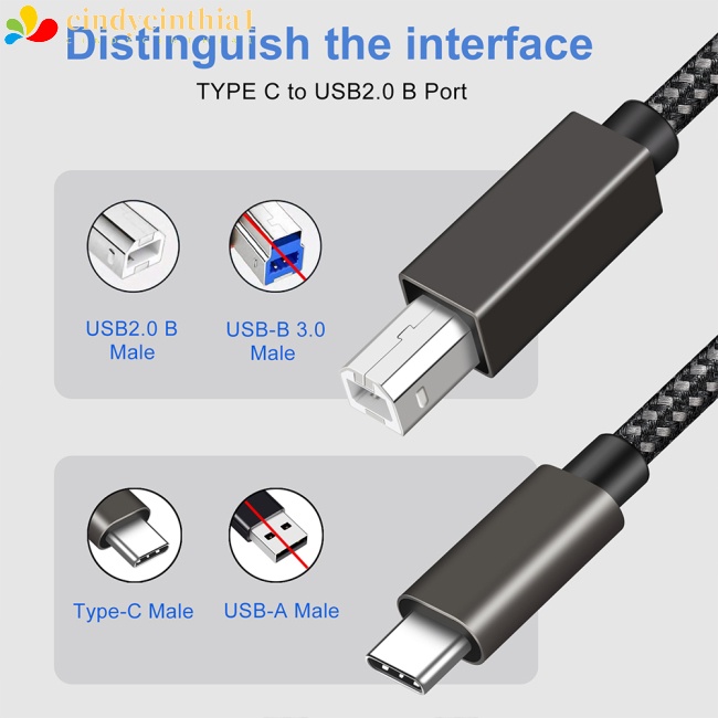 Dây Cáp Chuyển Đổi Type-c Sang Usb B 2.0 Dài 1.5m / 2m Cho Máy In Notebook