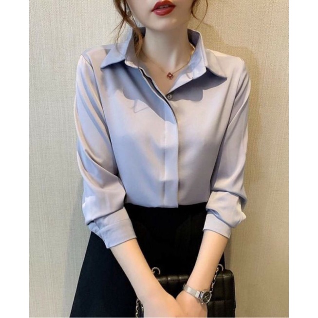 Áo sơ mi nữ, Áo sơ mi công sở vải lụa tằm cao cấp A300