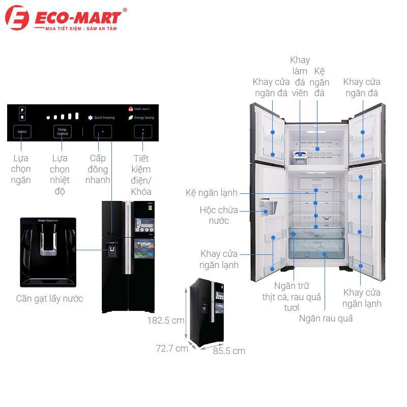 R-FW690PGV7(GBK) Tủ lạnh Hitachi 4 cánh màu đen  ( Vận chuyển và lắp đặt trực tiếp miễn phí khu vực TP Hà Nội)