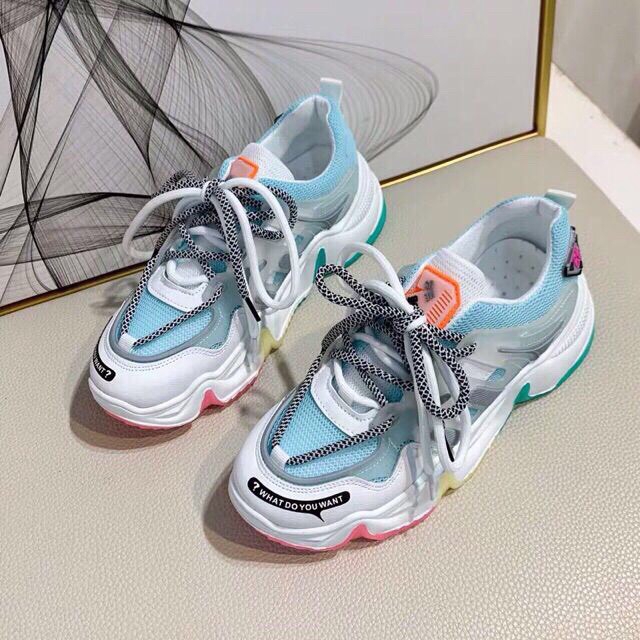 Giày thể thao sneaker nữ phối màu dây kép bao chất mã TM12