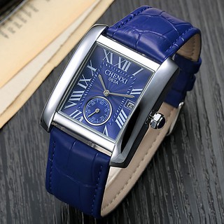 Đồng hồ Nam dây da mặt chữ nhật, máy lịch Chenxi K98