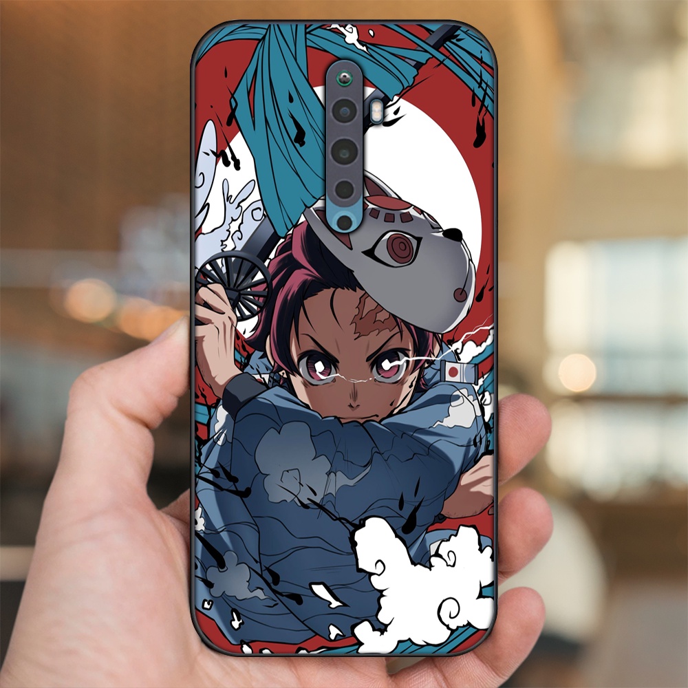 Ốp lưng Oppo Reno 2F viền đen in hình Tanjiro Kimetsu No Yaiba