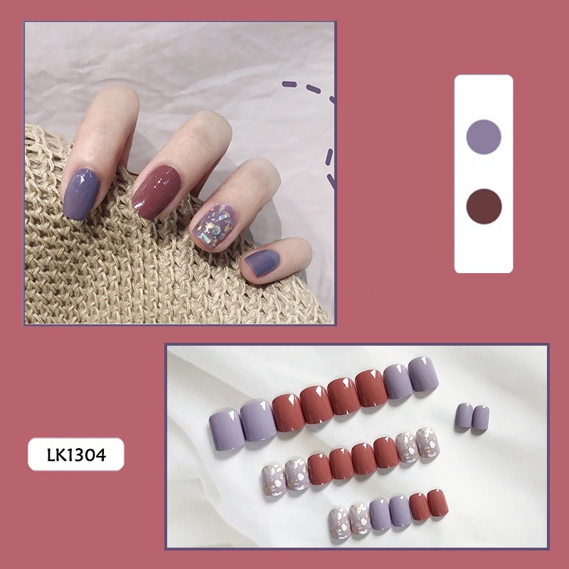 Bộ Móng Tay Giả Dán Trang Trí Họa Tiết Hoa Cúc Xinh Xắn