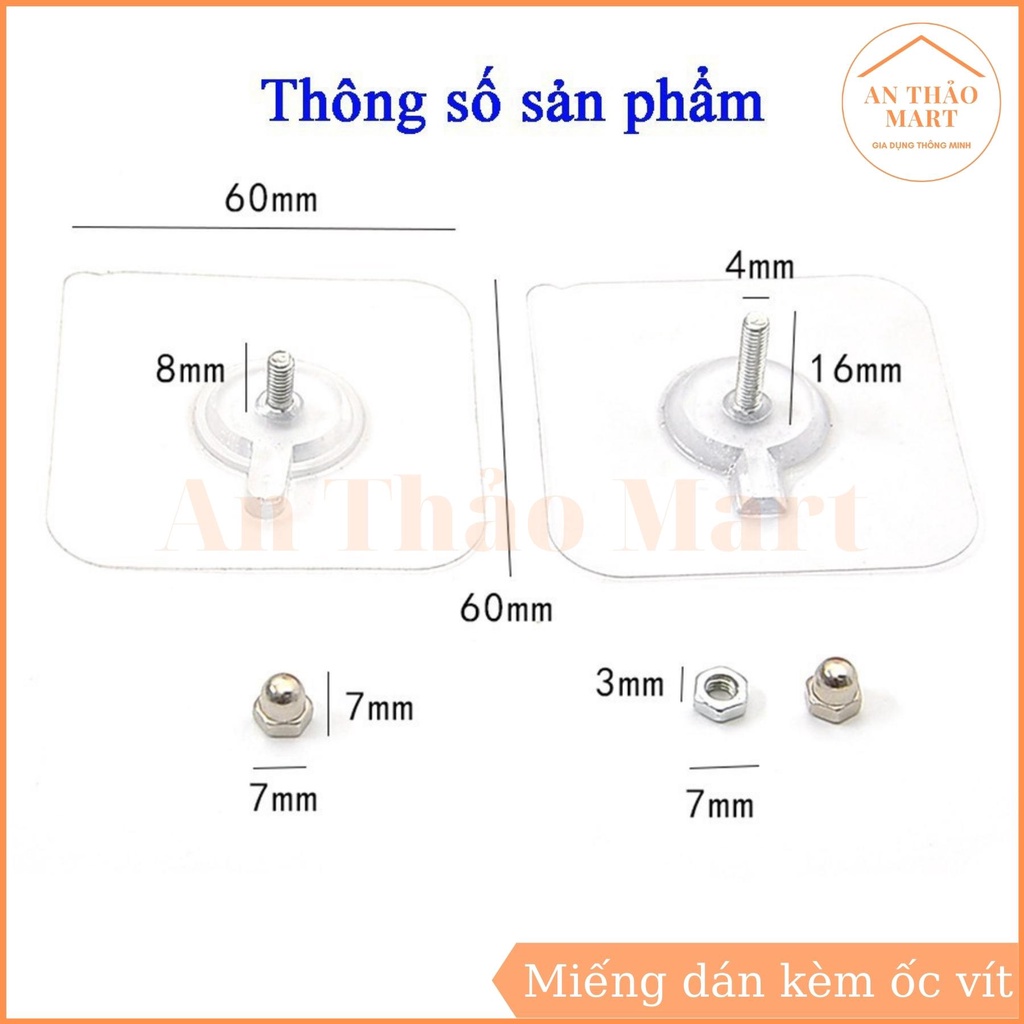 Miếng Dán Tường Kèm Ốc Vít Để Treo Đồ, Gắn Giá, Kệ Nhà Tắm