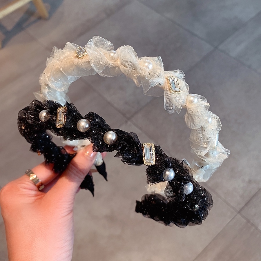 Băng Đô Cài Tóc Dạng Lưới Đính Ngọc Trai Thời Trang Hàn Quốc Cho Nữ