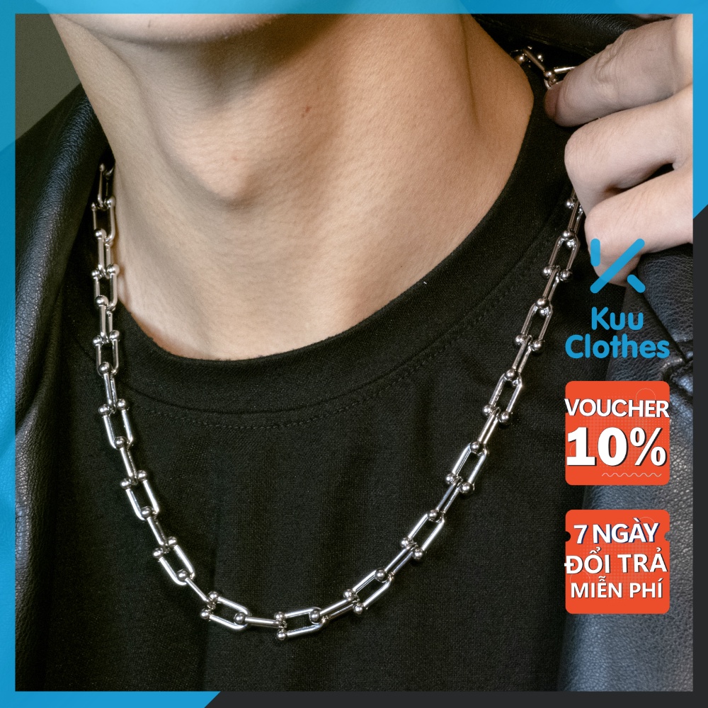 Dây Chuyền Xích Nam Clavicle Chains Kuu Clothes Màu Bạc Đẹp - Vòng Cổ Nam Chữ U Phong Cách Ngầu Chất Titan Cuff