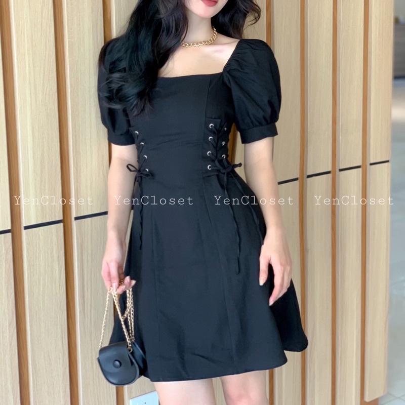 Hình chính chủ YENCLOSET - đầm cổ vuông đan eo nữ tính , đơn giản nhưng vẫn xinh