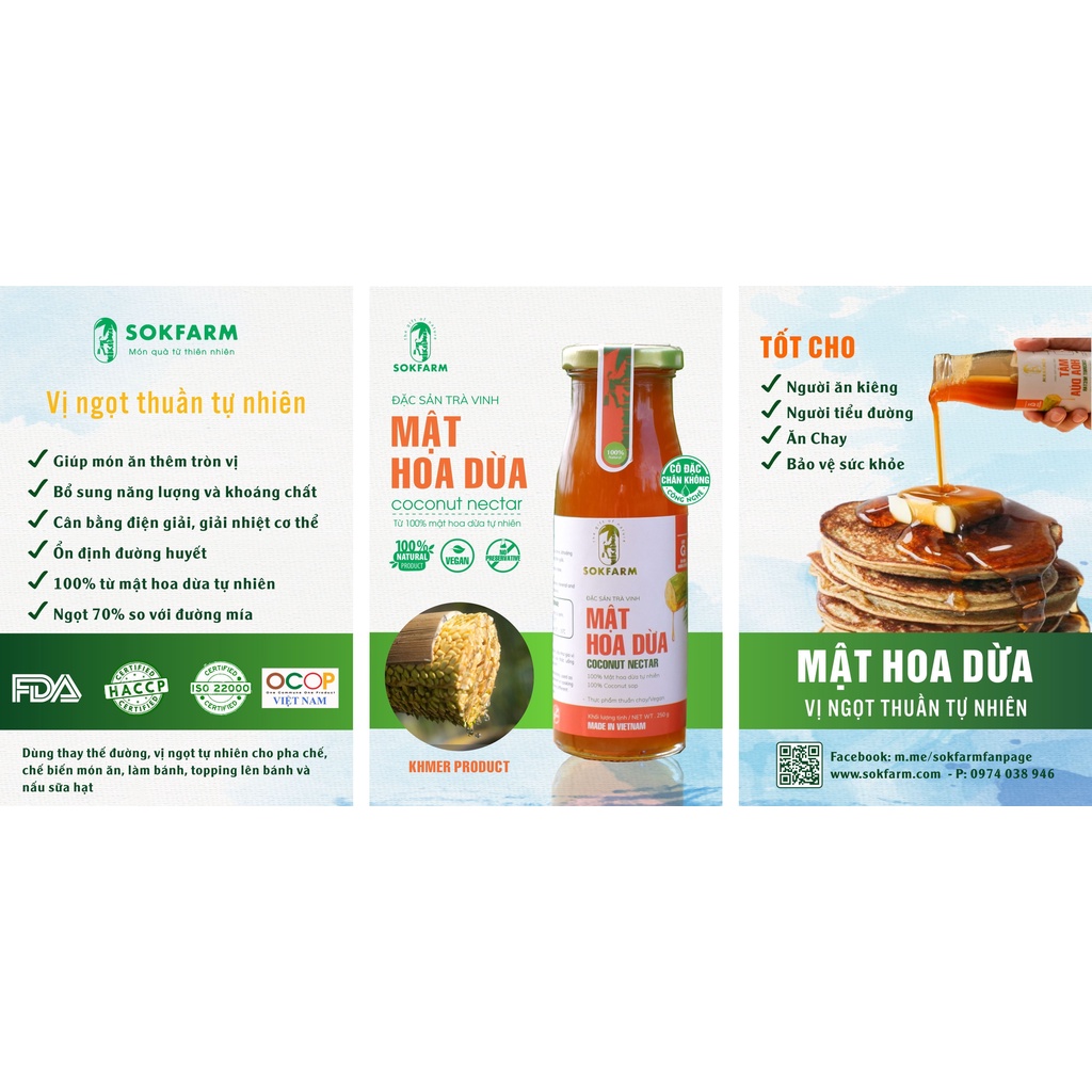 Mật Hoa Dừa sokfarm 1.25Kg/ chai siêu tiết kiệm
