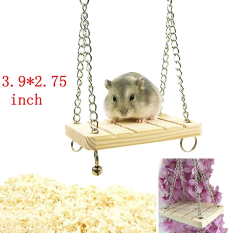 Xích đu gỗ đính chuông dành cho chuột cưng hamster