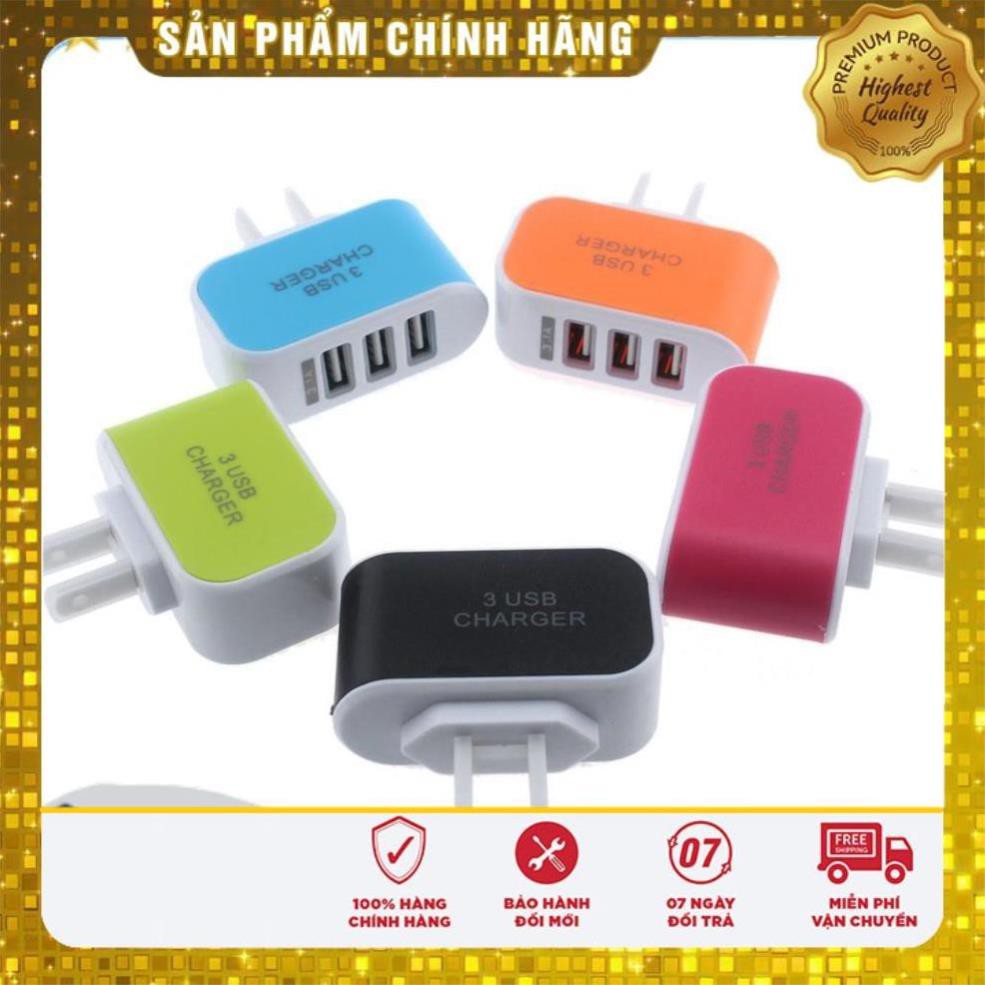Củ Sạc Điện Thoại 3 Cổng USB 3.1A, Giao Màu Ngẫu Nhiên, Giá Tận Kho
