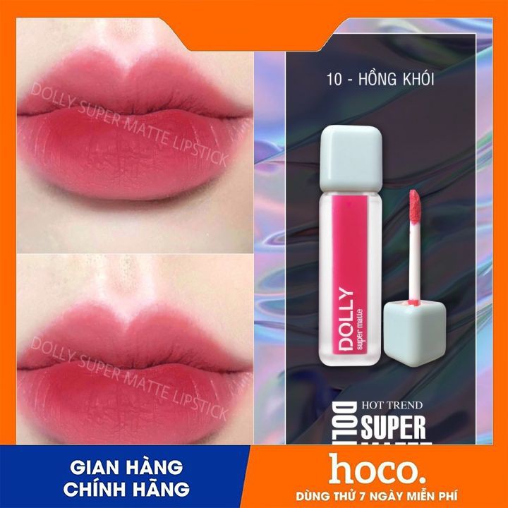 Son Dolly Super Matte mềm môi,ko chì( màu hồng khói)