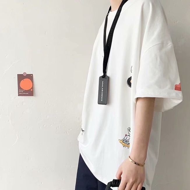 áo thun nam phong cách Hàn Quốc áo thun tay lỡ tiếng Nhật unisex áo phông form rộng đen áo phông áo thun kiểu nữ áo thun thể thao nam