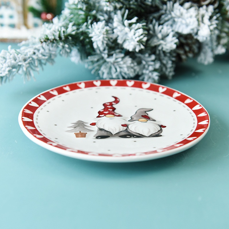 ❤Đĩa Sứ Ăn Sáng In Nổi Hình Ông Già Noel Dễ Thương
