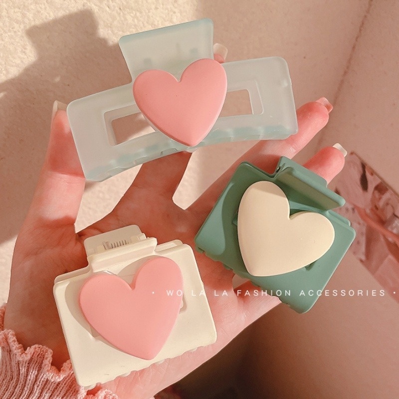 Kẹp Tóc Hình Trái Tim Màu Hồng Phong Cách Hàn Quốc Mới Cho Nữ