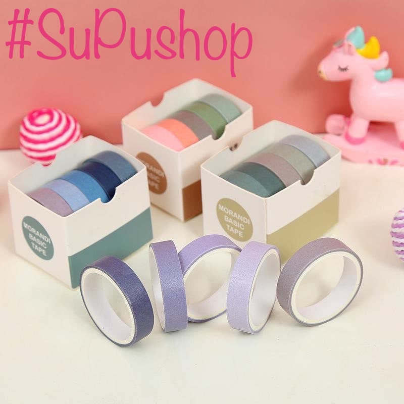 HỘP WASHI 5 CUỘN NHIỀU CHỦ ĐỀ NHIỀU MÀU SẮC XINH IU