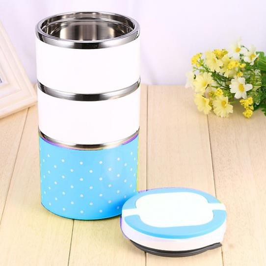 Camen chấm bi 3 ngăn inox loại tốt, Camen 3 ngăn giữ nhiệt, Hộp cơm giữ nhiệt 3 ngăn