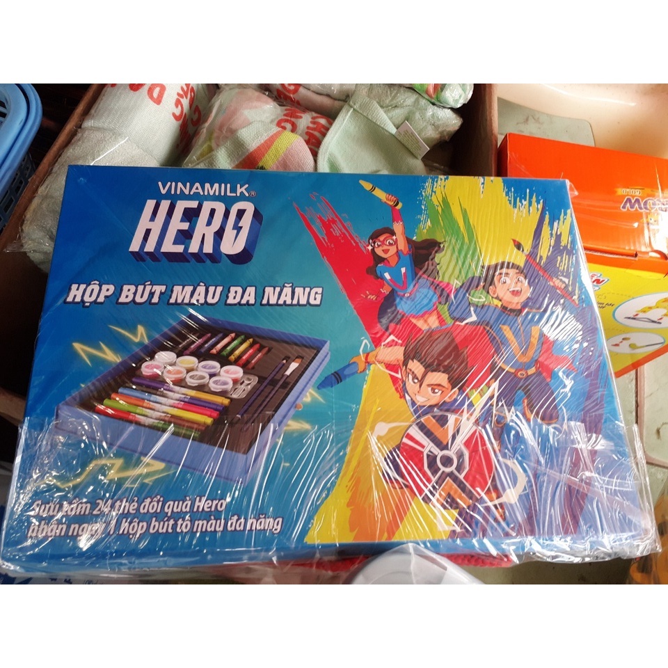Hộp bút màu đa năng cho bé Quà tặng từ hãng sữa Hero - Giao màu ngẫu nhiên