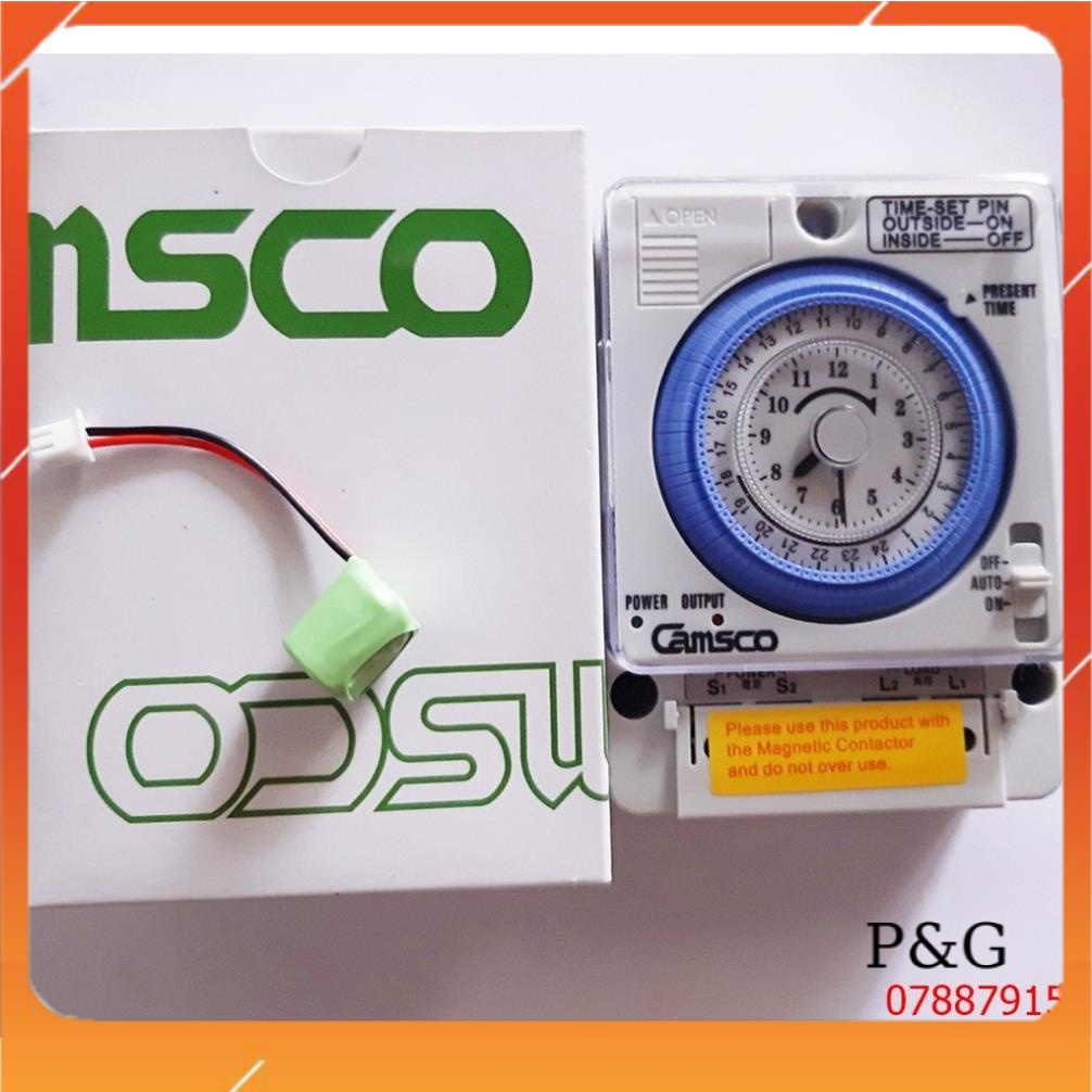 Công tắc hẹn giờ cơ CAMSCO TB35N 15A công suất lớn độ bền cao TẶNG PIN LƯU TRỮ