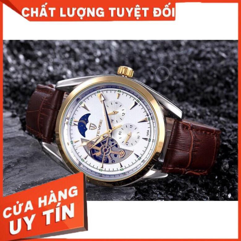 ĐỒNG HỒ NAM CƠ AUTOMATIC LỘ MÁY TEVISE 795A CHÍNH HÃNG DÂY DA CAO CẤP (TẶNG KÈM HỘP)