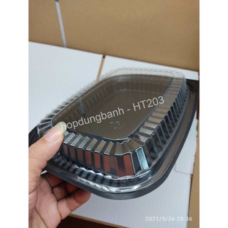 50 - 100  HỘP NHỰA ĐẾ ĐEN - HT203 Kích Thước  26 CM X 19 CM X 5.5 CM