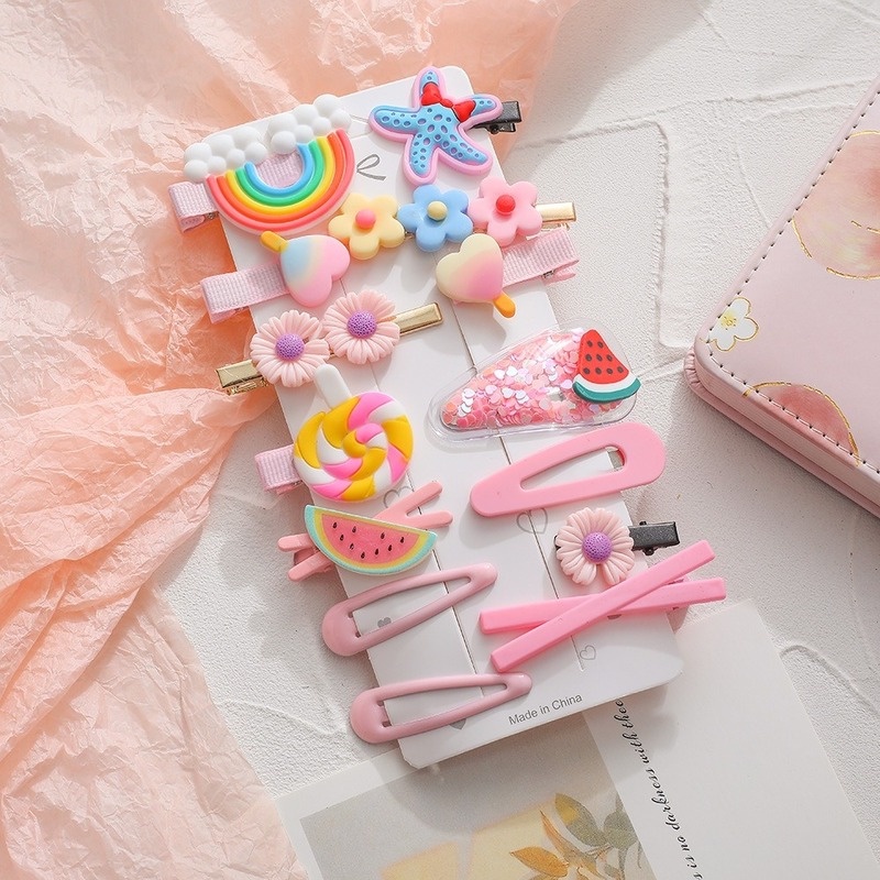 Kẹp Tóc Nhựa Hình Cầu Vồng Dễ Thương Cho Bé Gái