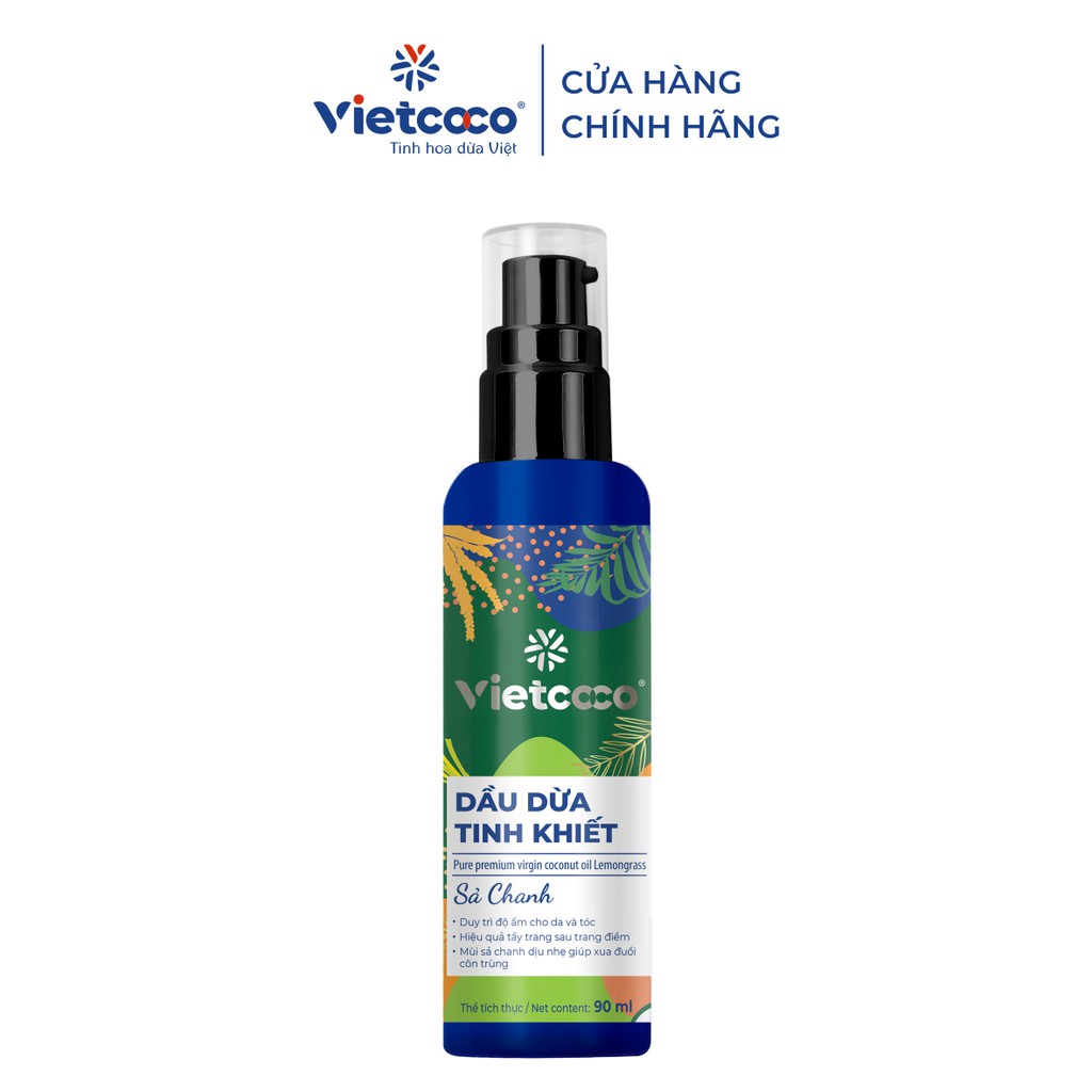 Dầu dừa tinh khiết mỹ phẩm Vietcoco Sả Chanh 90ml