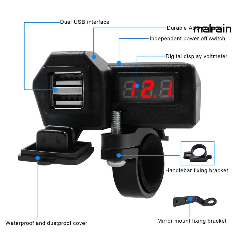 Bộ Chuyển Đổi Sạc Điện Thoại Hai Cổng USB Đa Năng Có Vôn Kế