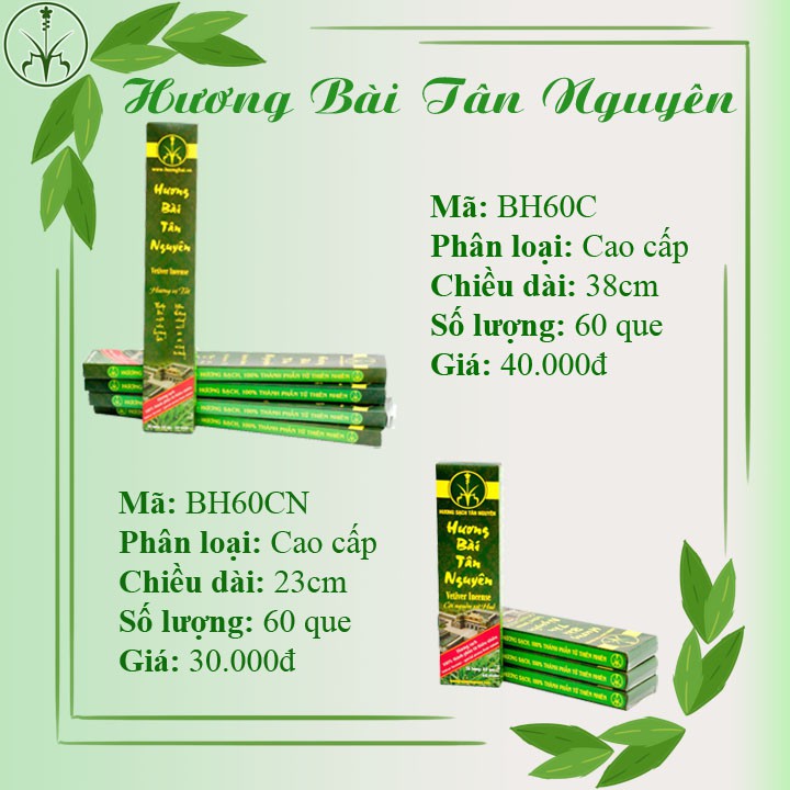 Hương Bài Cao Cấp hộp giấy 60 que - NHANG SẠCH TÂN NGUYÊN - Sản phẩm OCOP quốc gia - BH60C - BH60CN | BigBuy360 - bigbuy360.vn