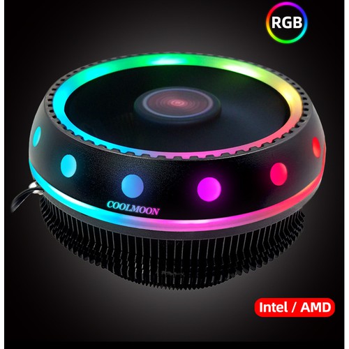 QUẠT TẢN NHIỆT CPU COOLMOON UFOX LED RGB/ Intel - AMD / Tự động đổi màu