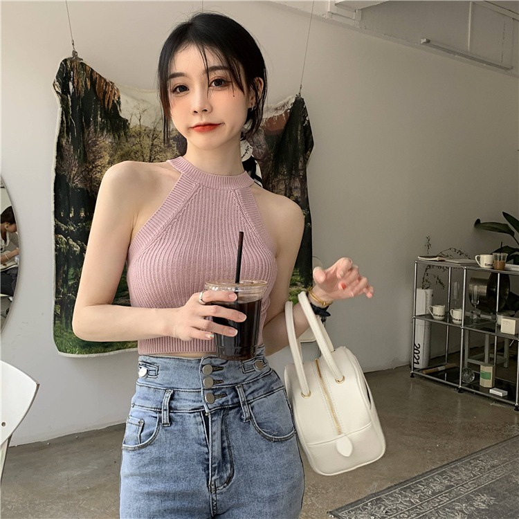 Áo sát nách dệt kim ZHELIHANGFEI ôm dáng gợi cảm cho nữ