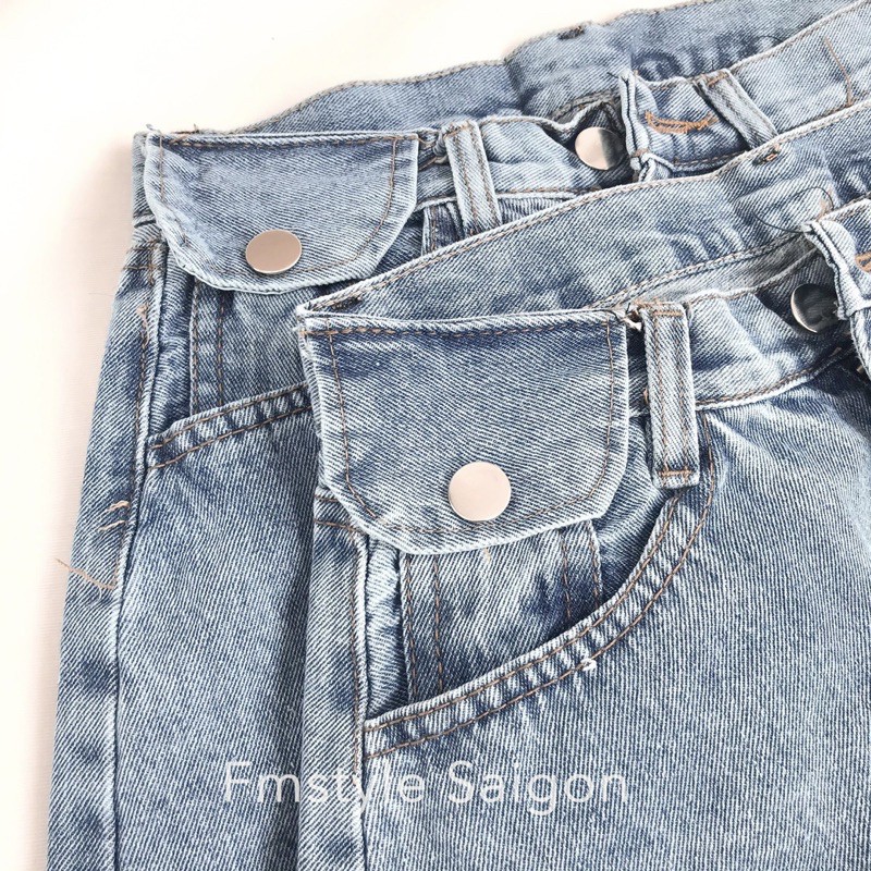 Quần jean baggy nữ trơn lưng cao 1 túi 3025(không co giãn) ulzzang, quần bò thời trang VM STYLE 22QJB03TD0501 | BigBuy360 - bigbuy360.vn