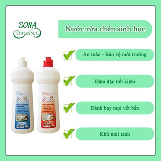 Nước rửa chén, nước rửa bát hữu cơ sona 800gr, nước rửa bát sinh học bảo vệ da tay